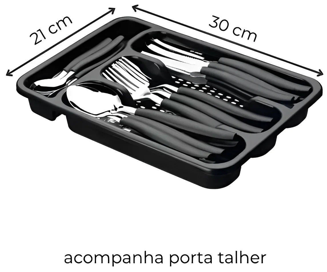 Jogo de Talheres em Inox + Organizador de Gaveta